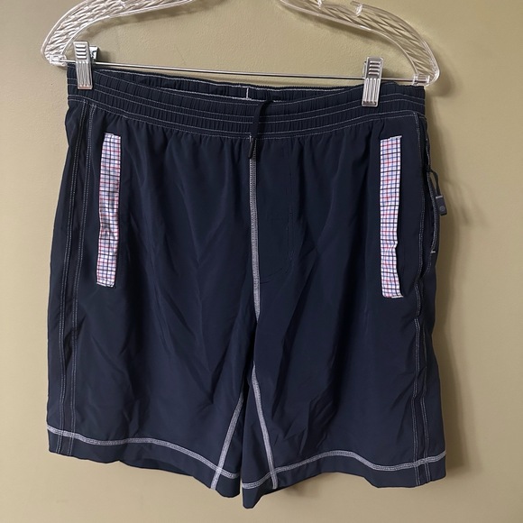 Lululemon‎ Mens Sz Large Shorts Blue Athletic Built In Shorts Elastic Zip Pocket - Picture 1 of 10